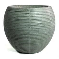 Abby Ball Plant Pot - Ridged Dark Grey -Plants Sale Store Abby Ball Plant Pot Ridged Dark Grey 23cm New