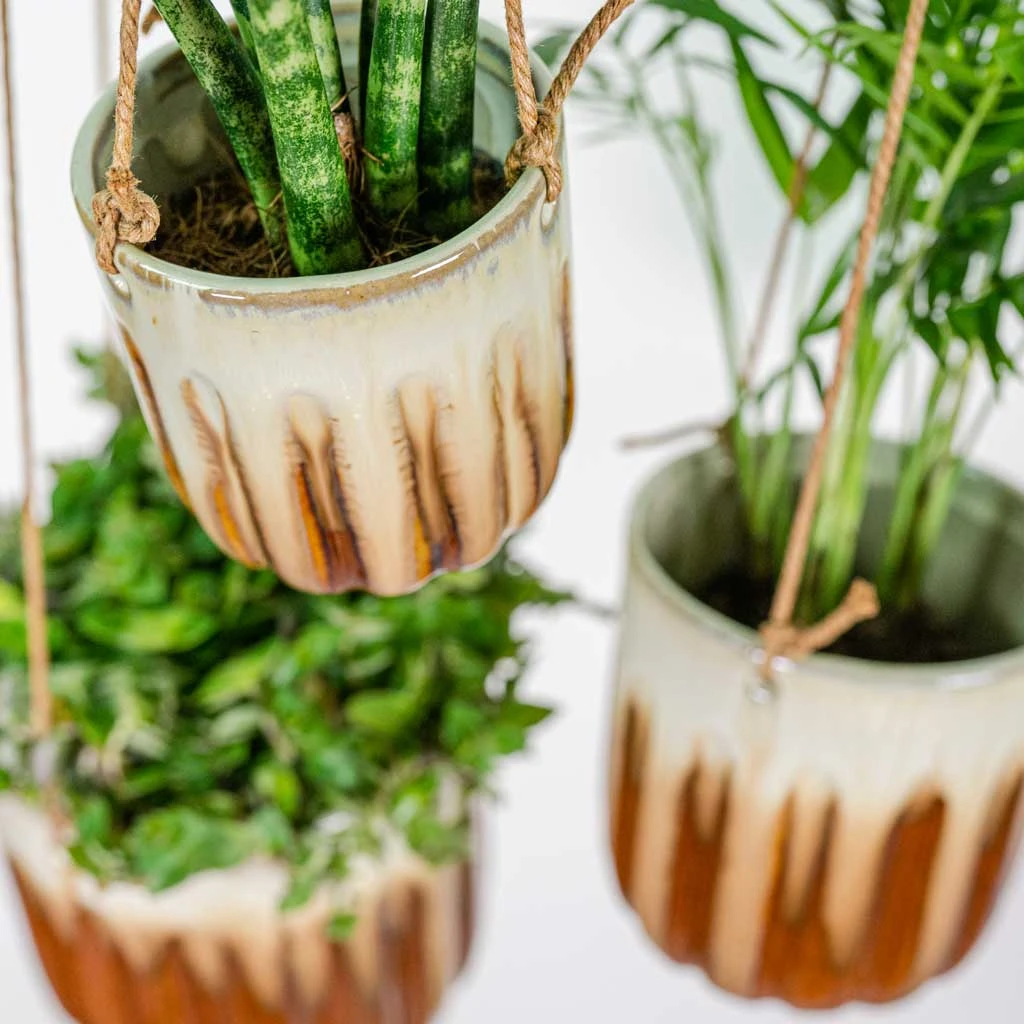 Alice Hanging Plant Pots - Set Of 3 - Caramel 4 Alice Hanging Plant Pots - Set Of 3 - Caramel - Image 2