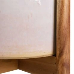 Anzio Plant Pot With Wooden Stand - Stone White 11 Anzio Plant Pot With Wooden Stand - Stone White -Plants Sale Store Anzio Plant Pot with Wooden Stand Stone White 1