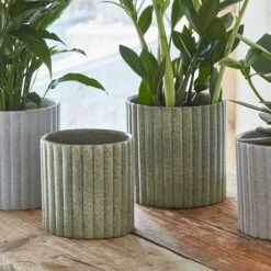 Azalea Ribbed Plant Pot - Speckled Green Stone -Plants Sale Store Azalea Ribbed Plant Pot Speckled Green Stone 2