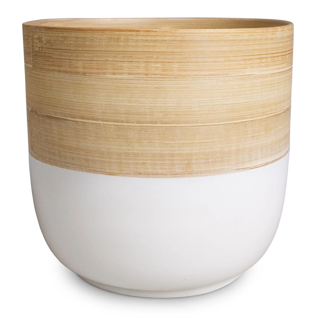 Bamboo Plant Pot - White 7 Bamboo Plant Pot - White - Image 5