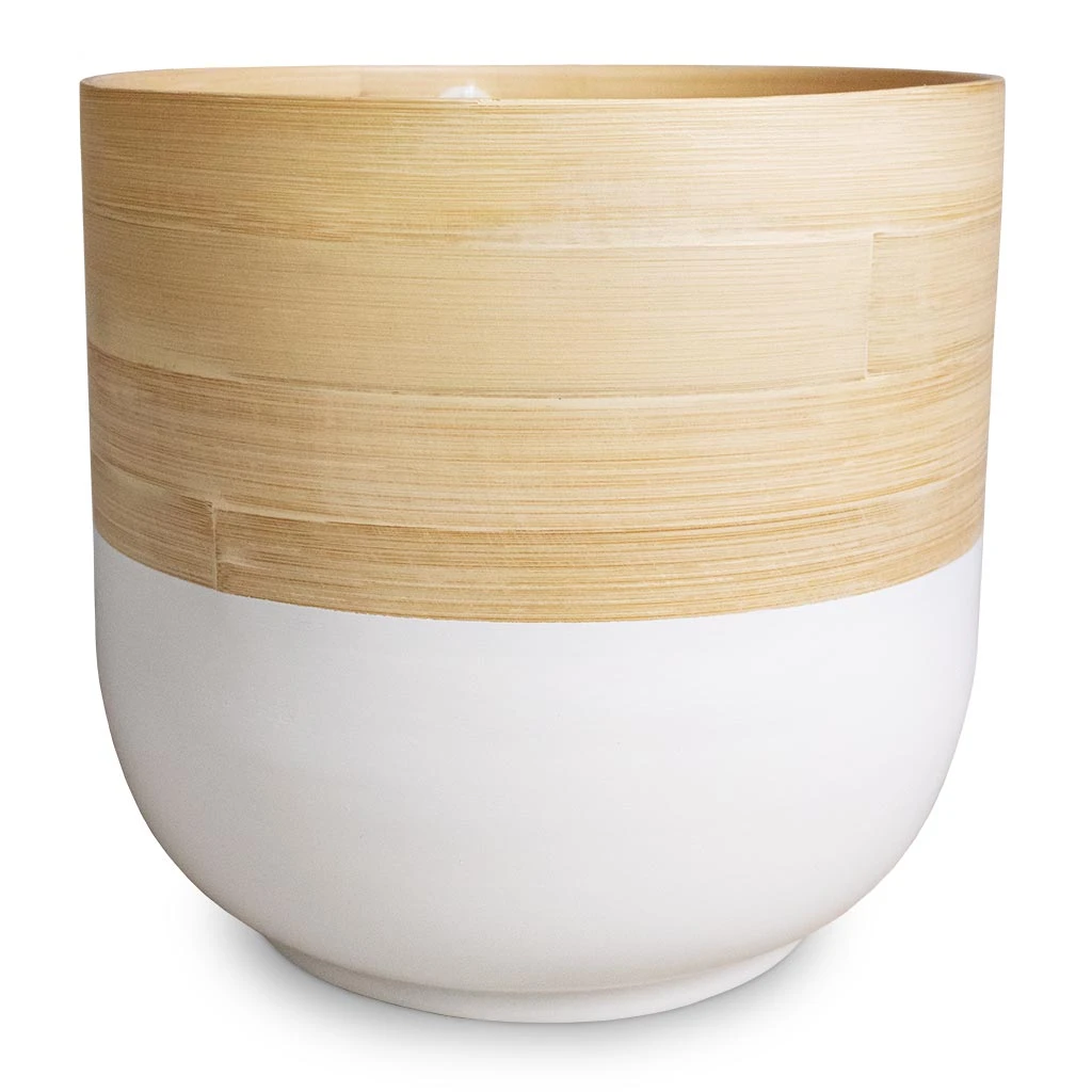 Bamboo Plant Pot - White 3 Bamboo Plant Pot - White