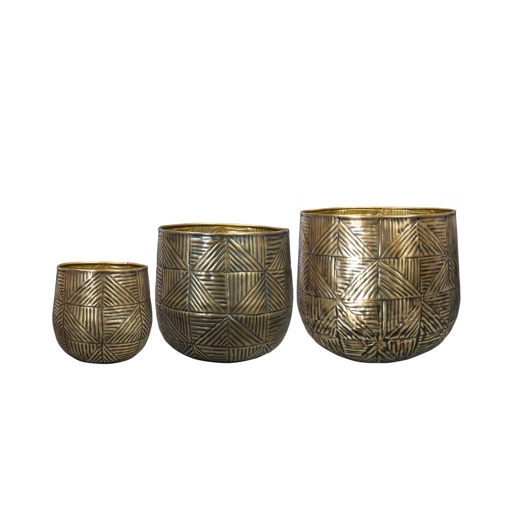 Calvin Metal Plant Pots - Set Of 3 - Matt Gold 5 Calvin Metal Plant Pots - Set Of 3 - Matt Gold - Image 3