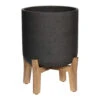 Charlie Plant Pot - Low Stand - Black Washed -Plants Sale Store Charlie Plant Pot Low Stand Black Washed
