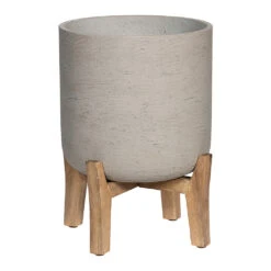 Charlie Plant Pot - Low Stand - Grey Washed