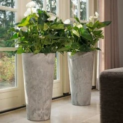 Claire Artstone Tall Planter - Grey -Plants Sale Store Claire Artstone Tall Planter Grey 2