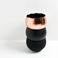 Hammered Bowl - Copper With Black -Plants Sale Store Hammered Bowl Black Copper LS1a