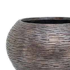 Luxe Lite Wrinkle Globe Planter - Bronze -Plants Sale Store Luxe Lite Wrinkle Globe Planter Bronze Close Up