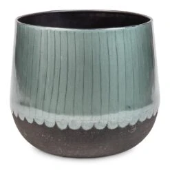 Ninthe Metal Plant Pot - Metallic Petrol