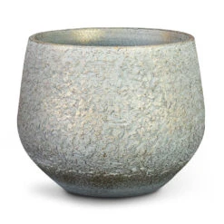 Noor Plant Pot - Metallic Grey -Plants Sale Store Noor Plant Pot Metallic Grey 16x13cm