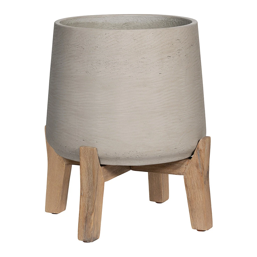 Patt Plant Pot - Low Stand - Grey Washed 3 Patt Plant Pot - Low Stand - Grey Washed