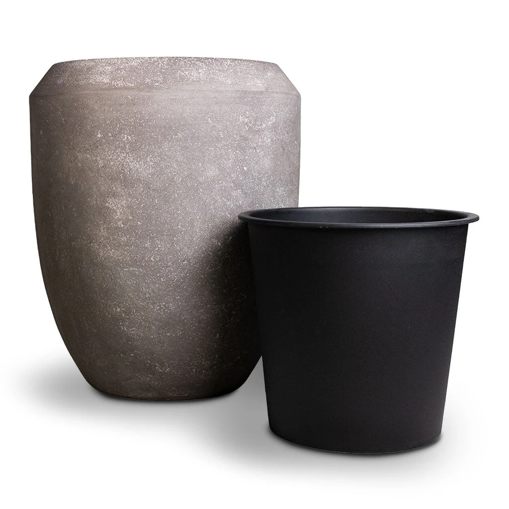 Polystone Coated Plain Coppa Planter - Raw Grey 4 Polystone Coated Plain Coppa Planter - Raw Grey - Image 2