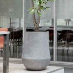 Polystone Coated Darcy Planter - Raw Grey -Plants Sale Store Polystone Coated Plain Darcy Raw Grey