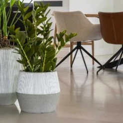 Harley Plant Pot - Ridged White Stripe -Plants Sale Store Ridged Harley Plant Pot White Stripe Lifestyle 2