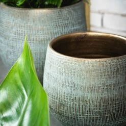 Ryan Plant Pot - Blue Gold -Plants Sale Store RyanPlantPot BlueGold 3 min