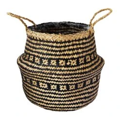Seagrass Tribal Basket - Black Lined -Plants Sale Store Seagrass Tribal Plant Basket Black Lined