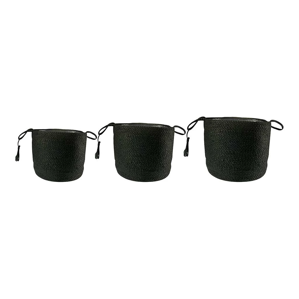 Stefan Plant Baskets - Set Of 3 - Black 3 Stefan Plant Baskets - Set Of 3 - Black