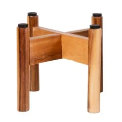 Vigo Plant Pot With Wooden Stand - Concrete Grey -Plants Sale Store Vigo Plant Pot with Wooden Stand Concrete Grey 19x29cm Stand